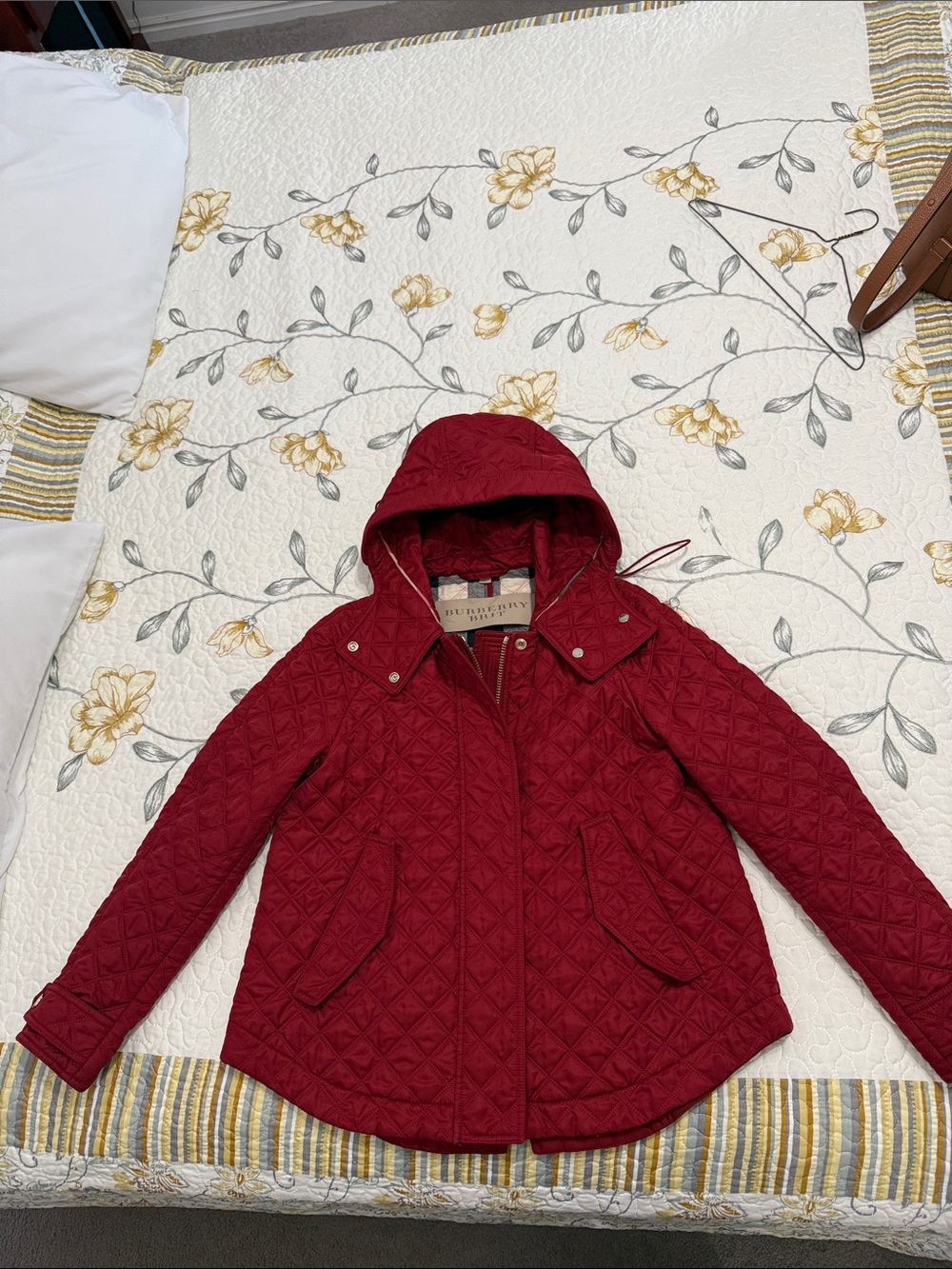 Burberry Quilted Hooded Puffer Jacket - Burgundy